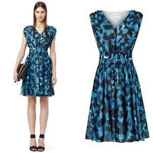 REISS Sz 8 Lunata Amanth Print Silk Chiffon Fit & Flare Dress